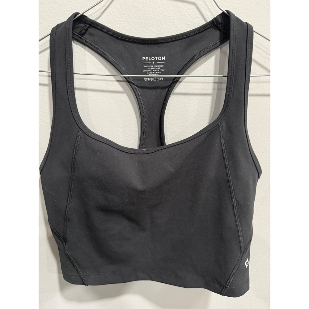 Peloton Womens Racerback Sports Bra Black Longline‎ Scoop Neck Size S RN150110